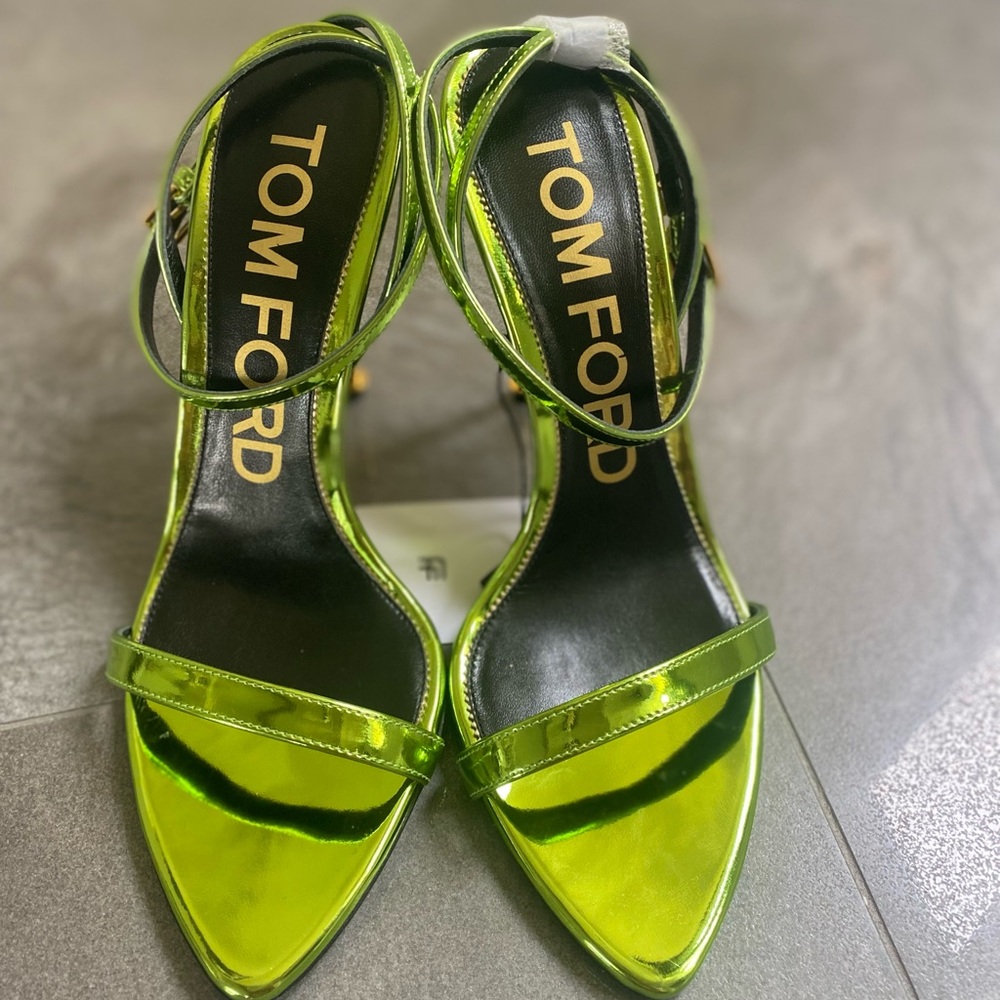 Tom Ford Metallic Lime Green Ankle-Strap Sandals - Picture 8 of 8